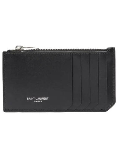 Logo zipper card wallet - SAINT LAURENT - BALAAN 1