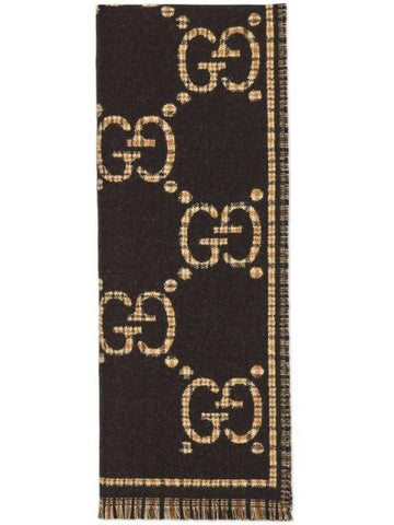 GG Wool Muffler Black Beige - GUCCI - BALAAN 1