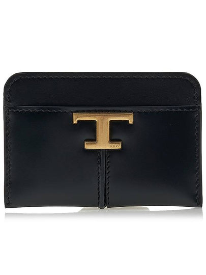 Logo Decorated Leather Card Wallet Black - TOD'S - BALAAN 2