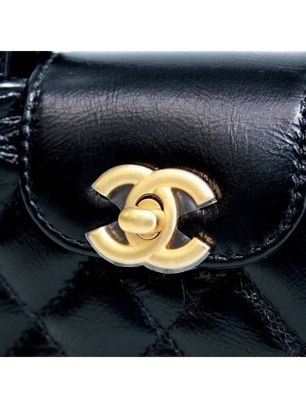 Classic Chain Shiny Aged Calfskin Mini Bag Black - CHANEL - BALAAN 6