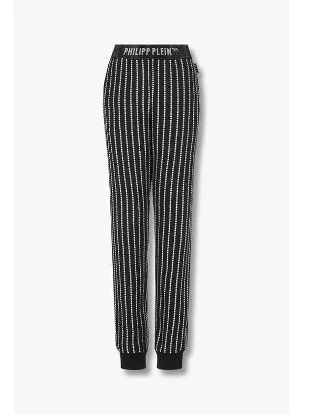 Women s Crystal Stripe Jogger Pants Black - PHILIPP PLEIN - BALAAN 1