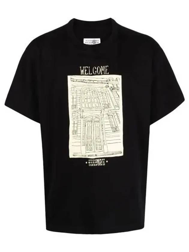 Graphic Print Short Sleeve T-Shirt Black - MAISON MARGIELA - BALAAN 2