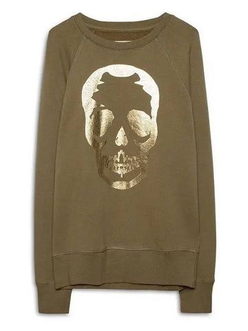 Women's Upper Skull Sweatshirt Khaki - ZADIG & VOLTAIRE - BALAAN 1