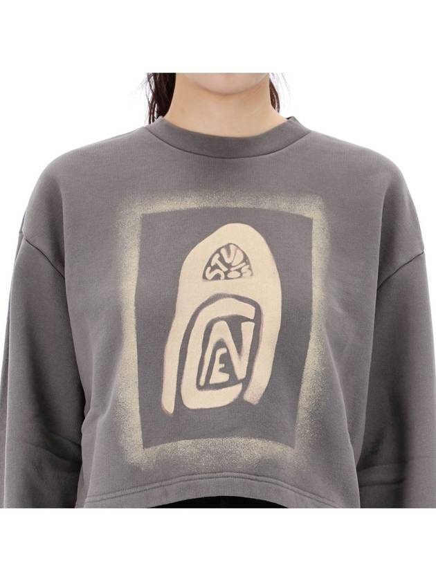 Logo Print Crop Oversized Fit Sweatshirt Carbon Grey - ACNE STUDIOS - BALAAN 4