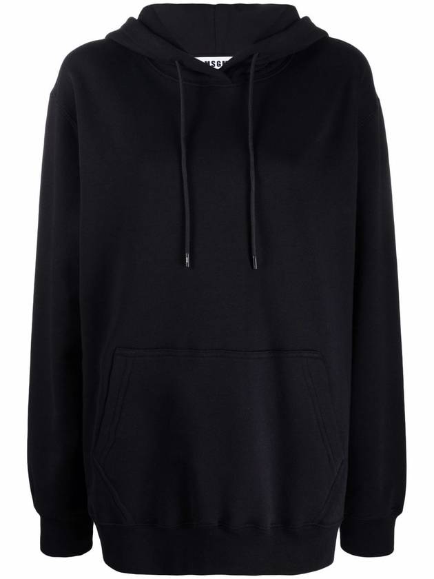 Maxi Logo Print Overfit Cotton Hoodie Black - MSGM - BALAAN 2