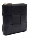 Cassette Compact Zip Around Small Leather Half Wallet Black - BOTTEGA VENETA - BALAAN 4