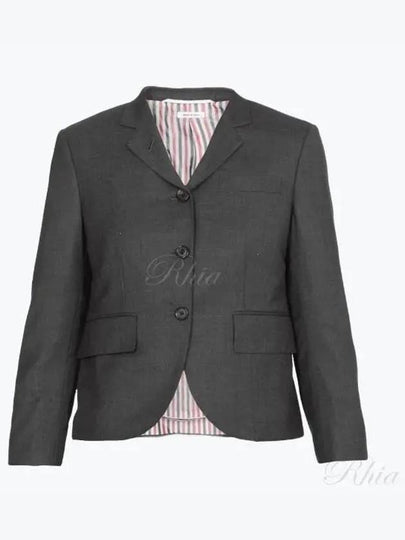 Women's Twill Slim Fit Single Breasted Wool Jacket Dark Gray - THOM BROWNE - BALAAN 2