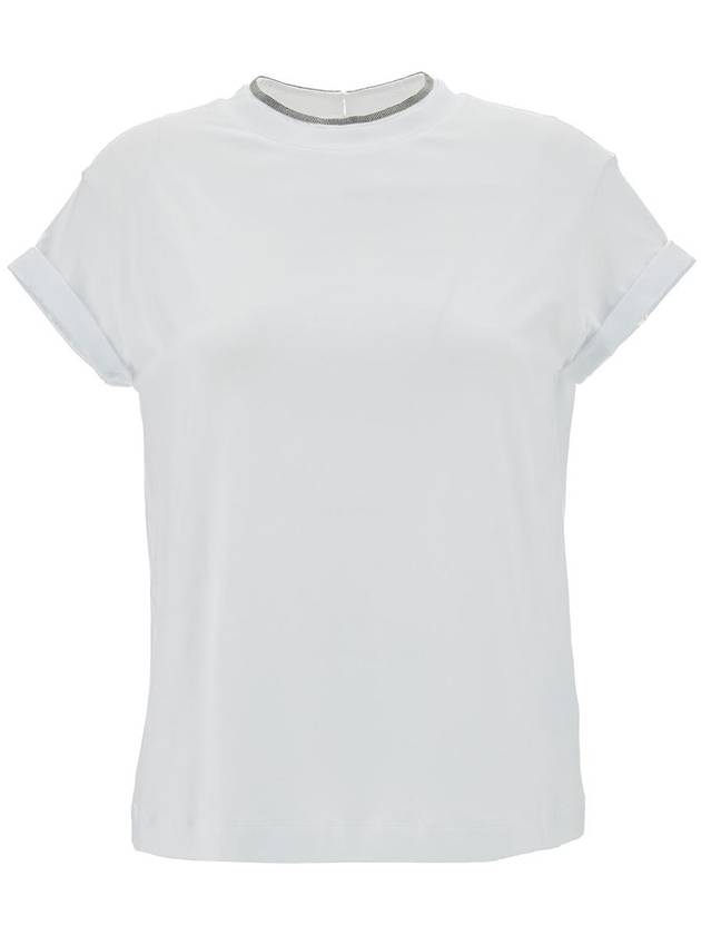 Crew Neck Turn-Up Sleeve Short Sleeve T-Shirt White - BRUNELLO CUCINELLI - BALAAN 2