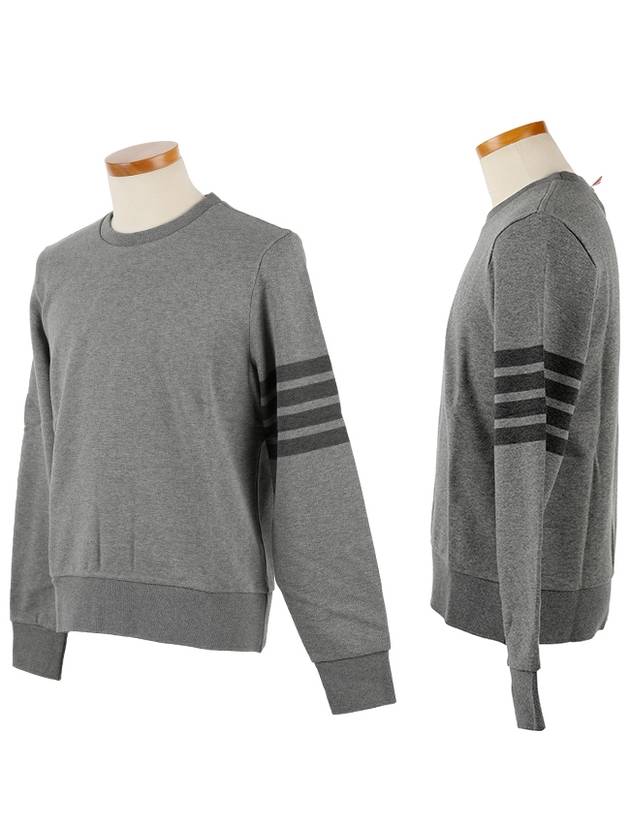 4 Bar Tonal Crew Neck Sweatshirt Grey - THOM BROWNE - BALAAN 3