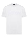 Men's Lettering Embroidery Short Sleeve T-Shirt White - VERSACE - BALAAN 1