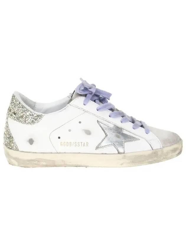 Superstar Glitter Tab Leather Low Top Sneakers Silver White - GOLDEN GOOSE - BALAAN 3