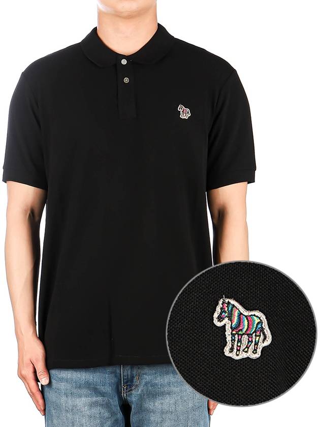 Regular Fit Zebra Logo Short Sleeve Polo Shirt Black - PAUL SMITH - BALAAN 2