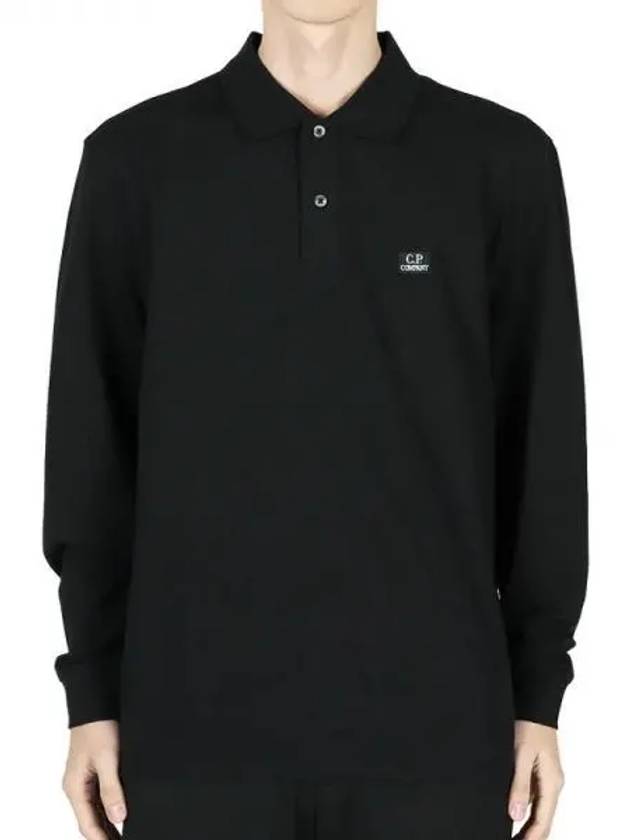 Logo Cotton Long Sleeve Polo Shirt Black - CP COMPANY - BALAAN 2