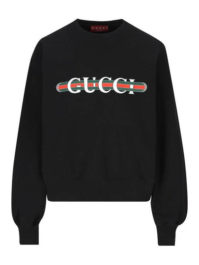 Print Cotton Jersey Sweatshirt Black - GUCCI - BALAAN 2