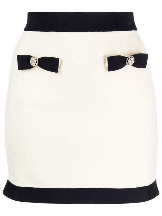 24 CREAM KNIT BOW MINI SKIRT RS24152SKC - SELF PORTRAIT - BALAAN 2