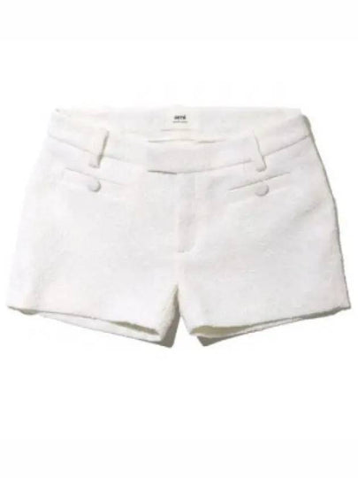 Bouclé Mini Shorts White - AMI - BALAAN 2