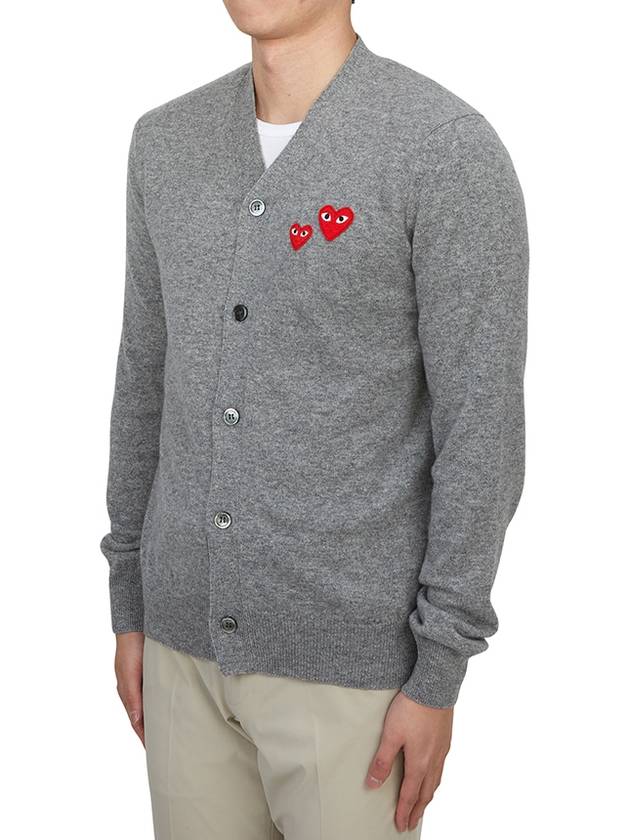 Heart Patch Button Cardigan Grey - COMME DES GARCONS PLAY - BALAAN 3