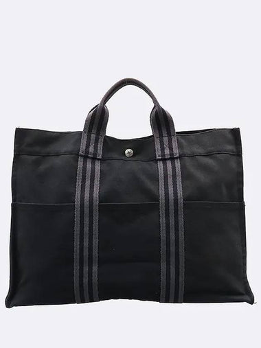 Navy fabric Erline Furuto MM tote bag - HERMES - BALAAN 1