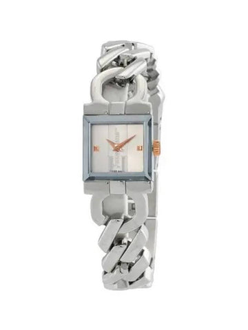 Women's Double Gancini Groumette Quartz Silver Dial Watch Silver - SALVATORE FERRAGAMO - BALAAN 1