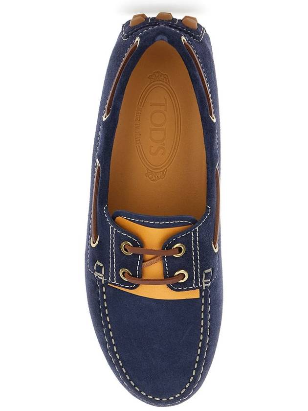 'Gommino' Blue Loafers With Woven Tie In Suede Woman - TOD'S - BALAAN 4