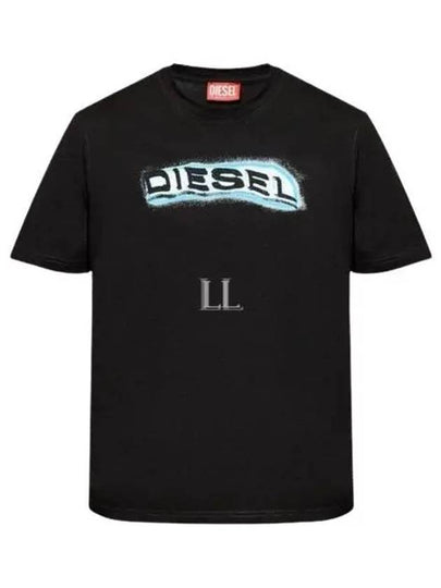 Puff Print Logo Short Sleeve T-Shirt Black - DIESEL - BALAAN 2