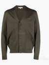 Bold Fox Head Patch V Neck Wool Cardigan Khaki - MAISON KITSUNE - BALAAN 2