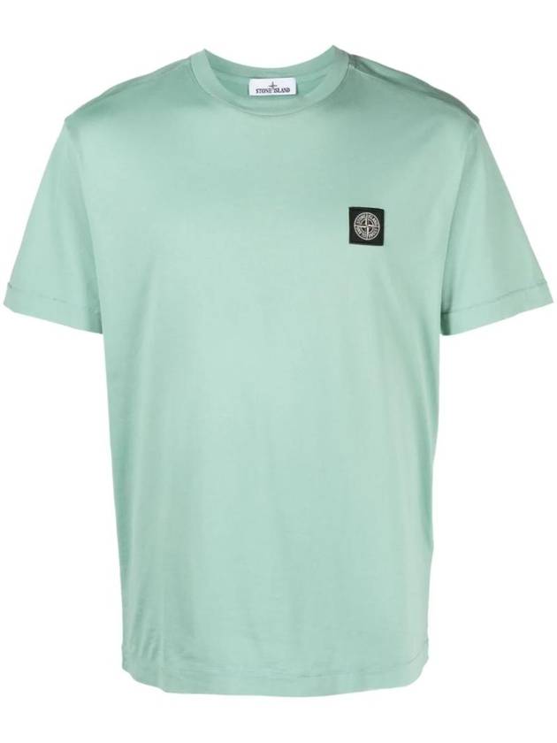 Logo Patch Short Sleeves T-Shirt Light Green - STONE ISLAND - BALAAN 1