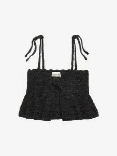 Crochet Velvet Peplum Sleeveless Black - GANNI - BALAAN 2