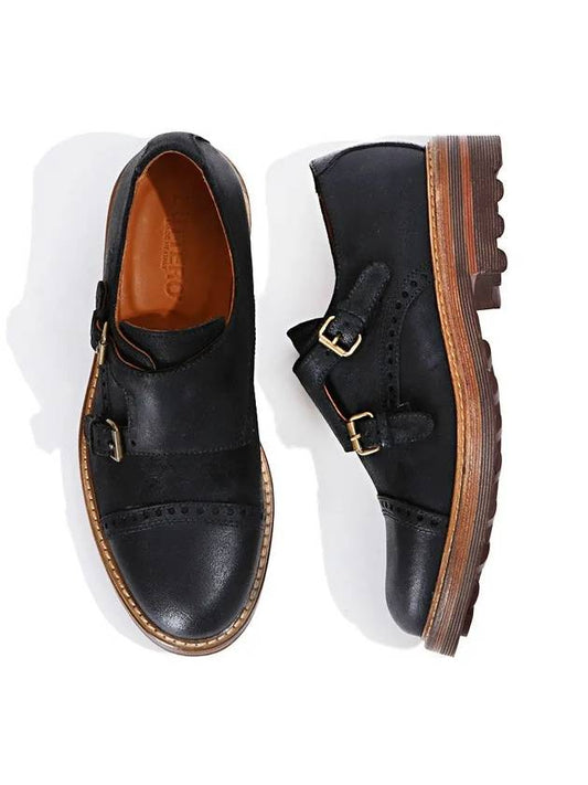 Adonis Double Leather Monk Strap Black - BUTTERO - BALAAN 2