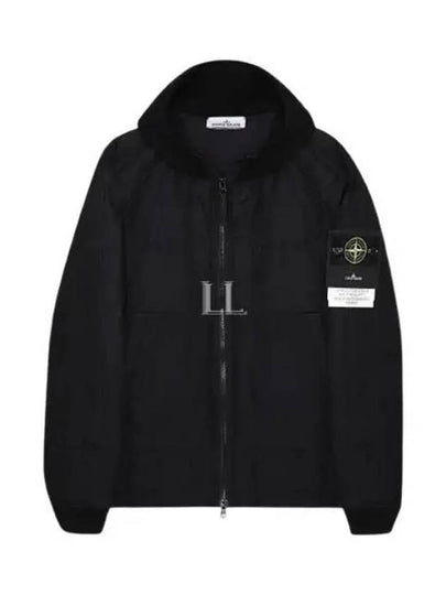 Wappen Patch Quilted Cupro Cotton Zip Up Hoodie Black - STONE ISLAND - BALAAN 2