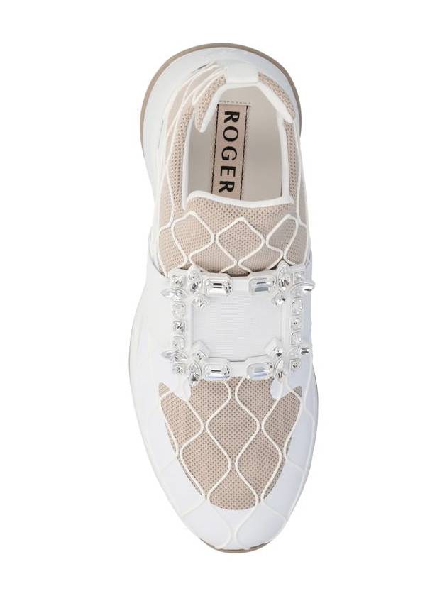 Technical Strass Buckle Low-Top Sneakers Beige White - ROGER VIVIER - BALAAN 5