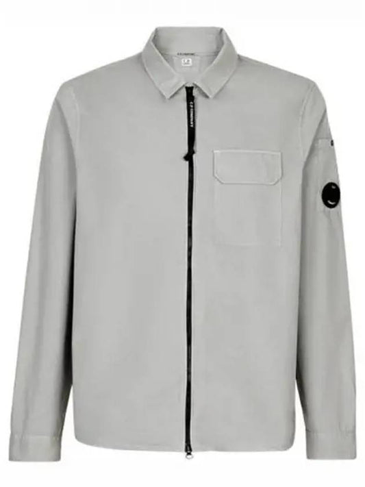 Emerized Gabardine Overshirt Zip-Up Jacket Grey - CP COMPANY - BALAAN 2