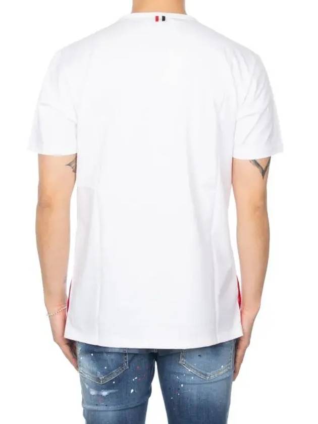 Men's Medium Weight Jersey Tipped Pocket Crewneck Short Sleeve T-Shirt White - THOM BROWNE - BALAAN 6