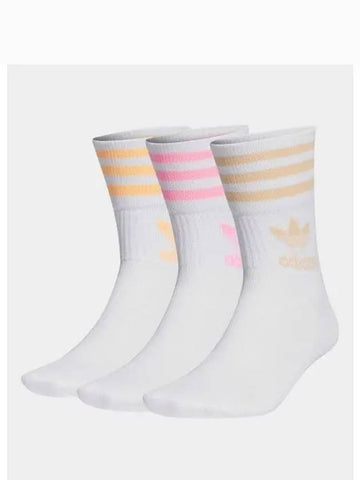 adidas Mid Cut Crew Socks 3P White IB9389 - ADIDAS - BALAAN 1