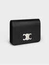 Triomphe Compact Shiny Calfskin Half Wallet Black - CELINE - BALAAN 3