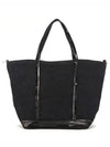 Women's Cabas Small Linen Tote Bag Black - VANESSA BRUNO - BALAAN 2