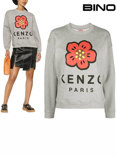 Women's Boke Flower Print Logo Sweatshirt Grey - KENZO - BALAAN 2