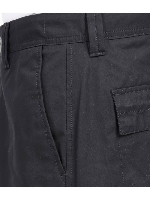 Regular Fit Cargo Cotton Canvas Straight Pants Black - STONE ISLAND - BALAAN 6