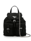 Triangle Logo Re Nylon Chain Mini Backpack Black - PRADA - BALAAN 1