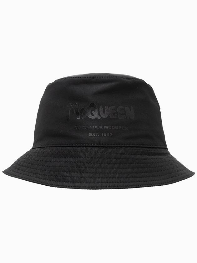 Graffiti Logo Poly Bucket Hat Black - ALEXANDER MCQUEEN - BALAAN.