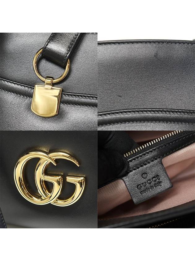 550130 Black Calfskin Gold Plated Double G Ali Large Top Handle Tote Bag - GUCCI - BALAAN 7