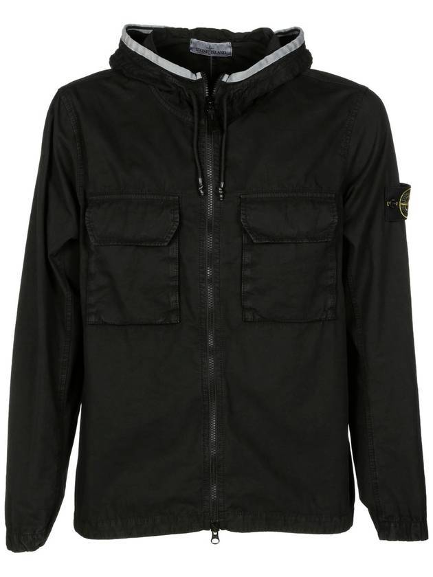 Wappen Patch Old Treatment Hooded Zip Up Black - STONE ISLAND - BALAAN 1