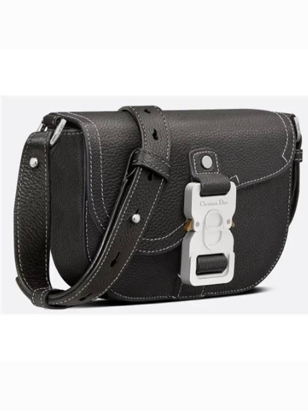 Saddle Strap Grain Calfskin Messenger Bag Black - DIOR - BALAAN 4