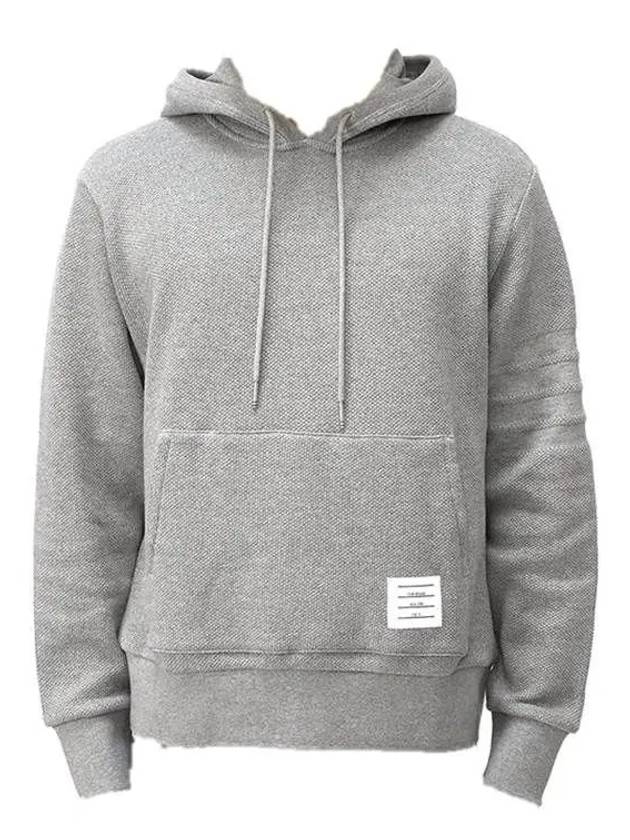 4 Bar Honeycomb Pique Cotton Hoodie Grey - THOM BROWNE - BALAAN 2