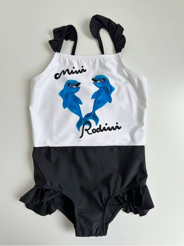 Dolphin Swimsuit Black White 2468010200 Girls 128 134 7 9Y 140 146 9 11Y - MINI RODINI - BALAAN 1