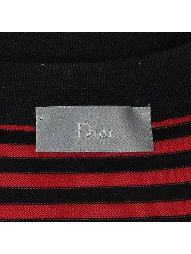 Red black striped pattern 100 wool men s knit - DIOR - BALAAN 4