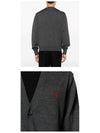 Red Heart Logo Merino Wool Cardigan Heather Grey - AMI - BALAAN 7