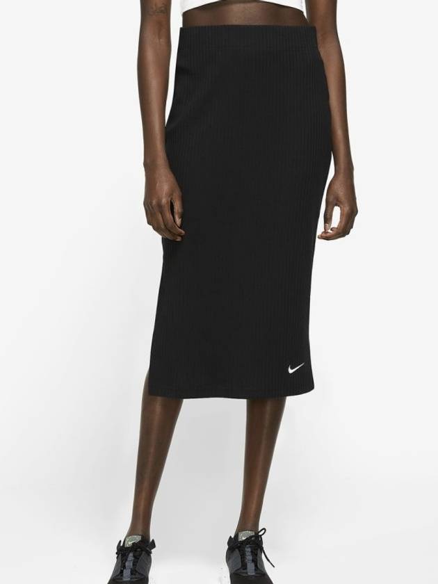High Rise Slim Fit Ribbed Skirt DV7957 010 Black WOMENS S M Asian - NIKE - BALAAN 5