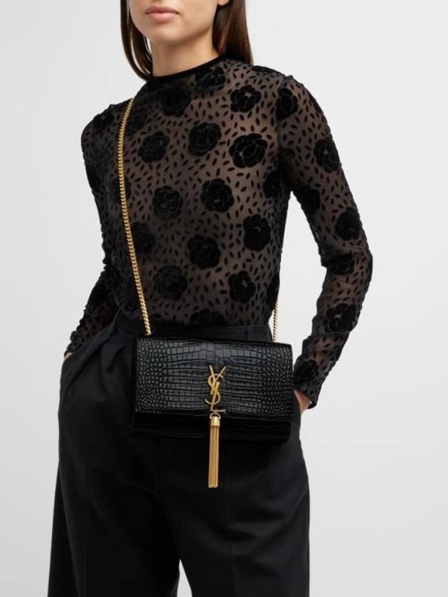 Crocodile Kate Medium Chain Tassel Bag - SAINT LAURENT - BALAAN 9