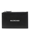 Everyday Logo Zipper Card Wallet Black - BALENCIAGA - BALAAN.